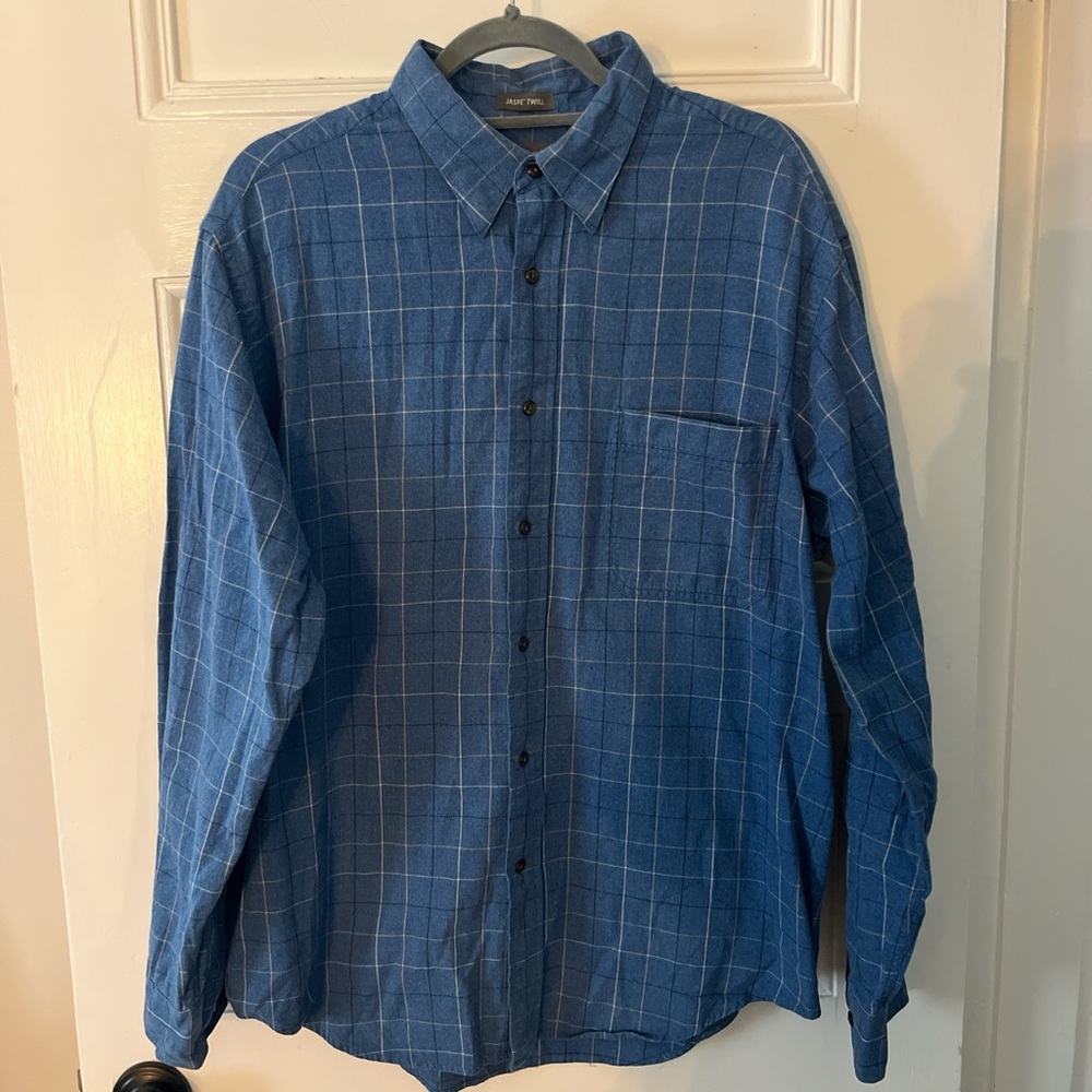 Mark Newson Navy Blue Windowpane Button-Down Shirt